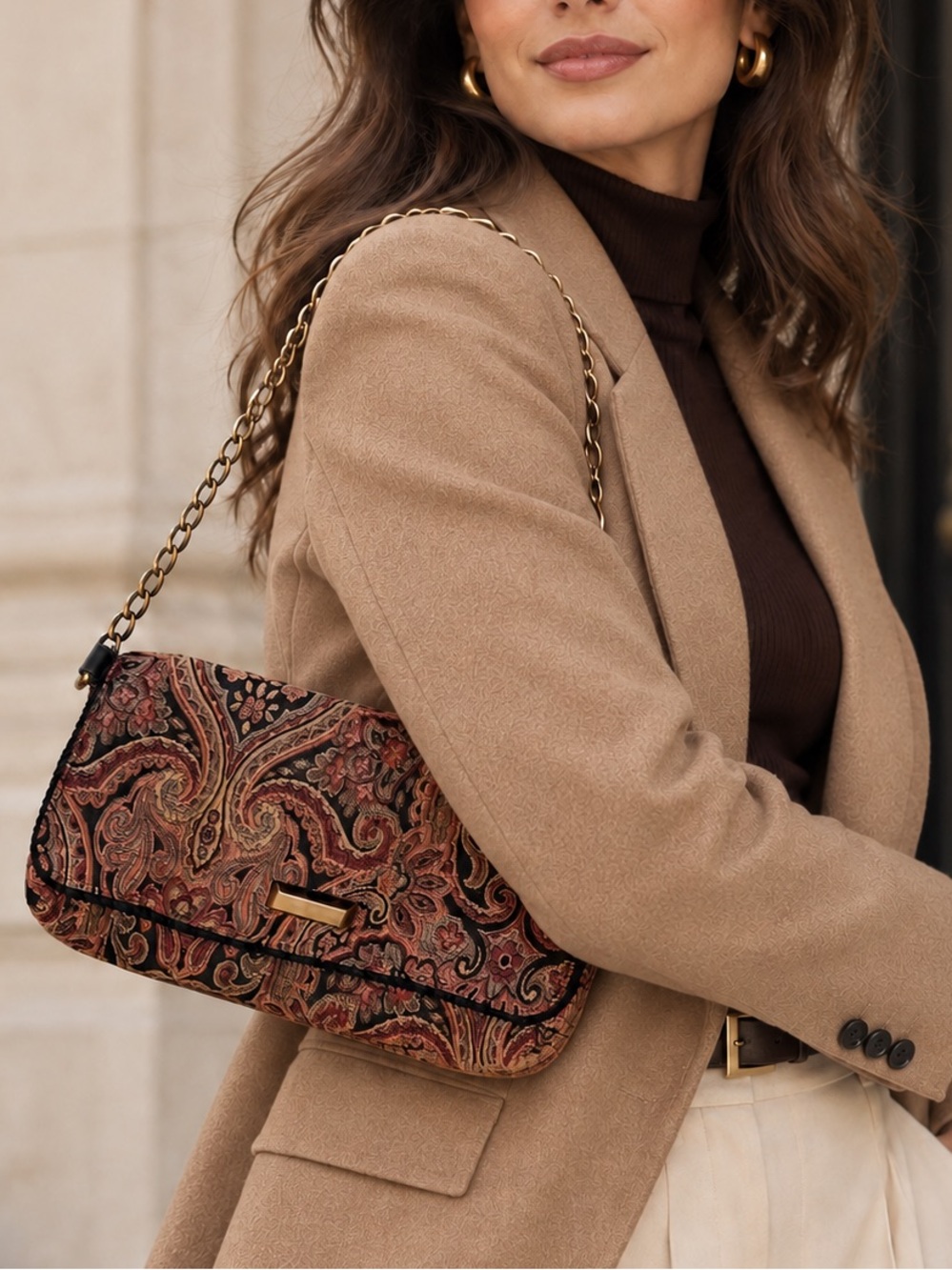 Talbots Vintage Y2K Floral Paisley Tapestry Shoulder Bag Purse